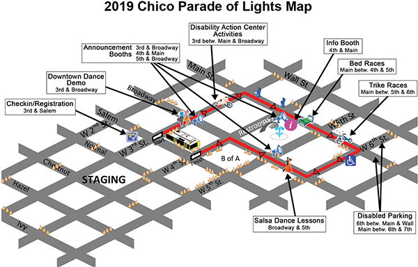 2017 Chico Parade of Lights Route Map